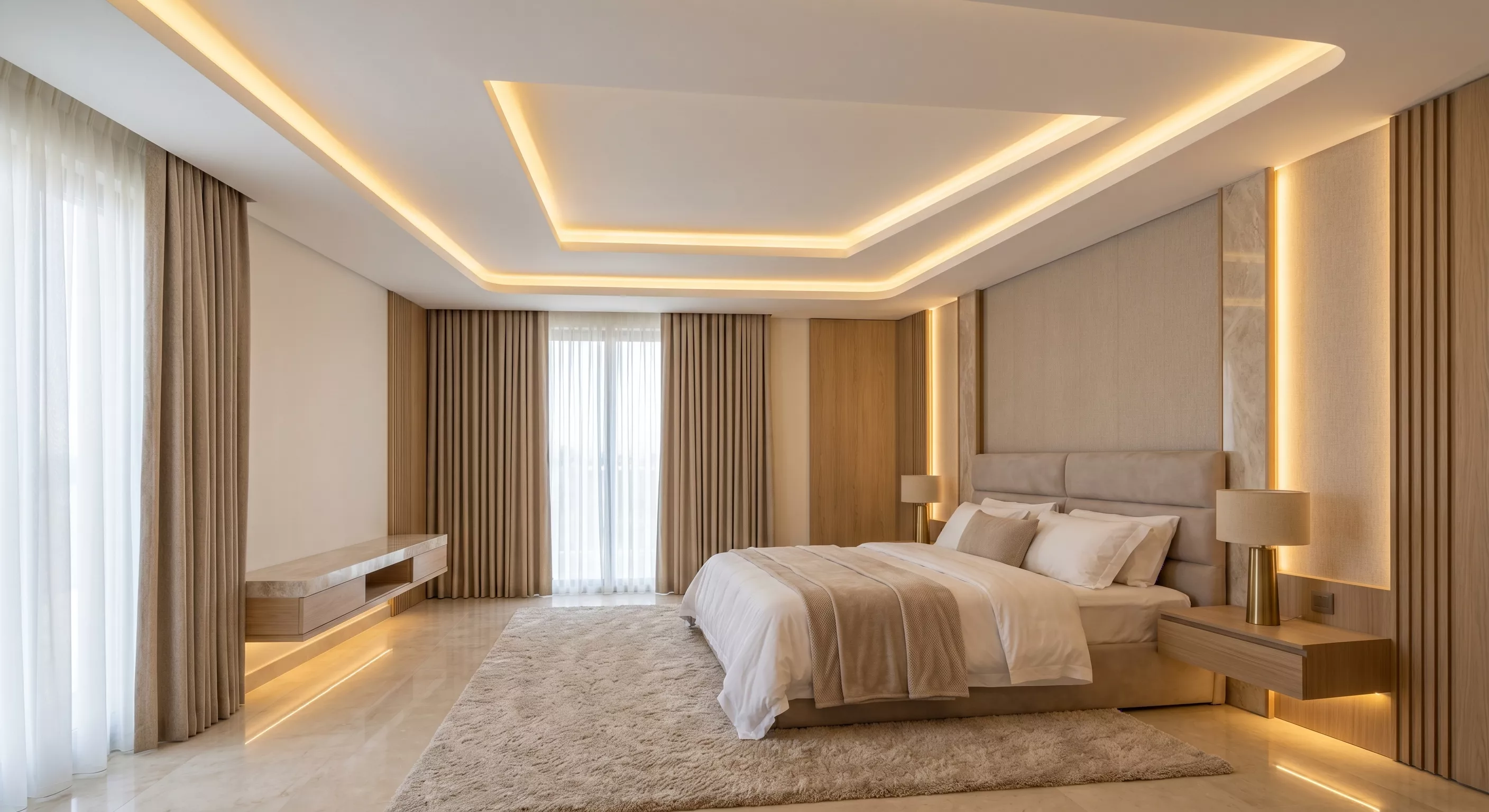 إضاءة مخفية Cove LED في غرفة نوم مودرن من SMD Decoration إضاءة مخفية Cove LED في غرفة نوم مودرن من SMD Decoration